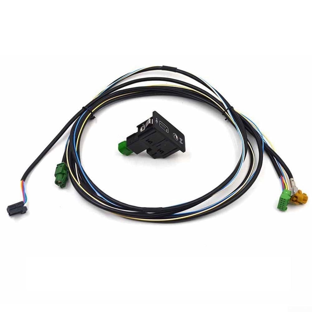 Cavo di ricambio per interfaccia audio CARPLAY Media USB AUX 5Q00035726E per Golf 7 MK7 per Passat B8, cavo di ricambio in plastica e metallo nero (un set)