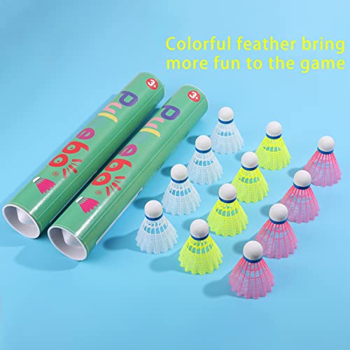 Puleebo 12 Pack Badminton Birdies Nylon Feather Badminton Shuttlecocks For Beginners Kids Adults, Shuttlecock For Badminton Outdoor Training Play 1 Dozen Balls 4 Yellow 4 White 4 Pink #TOP5
