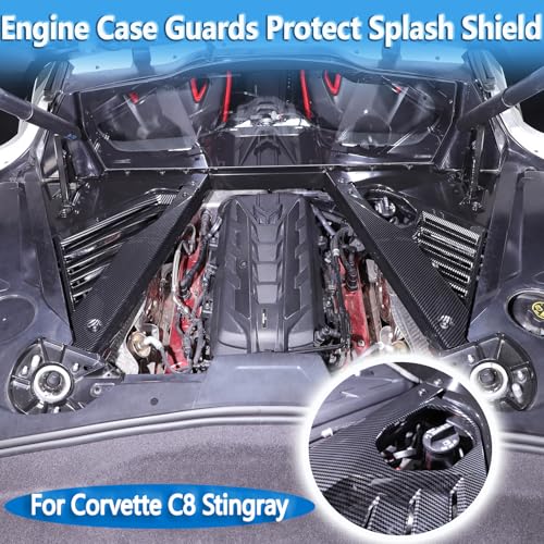 Image of Engine Bay Panel Cover Trim Compatible with Chevrolet Corvette C8 Stingray 2020-2024 ABS 2PCS,Engine Compartment Left and Right Protection Leakproof Cover Trim Accessories (Carbon Fiber Pattern)
