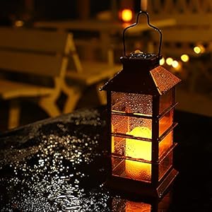 2 Stück Solar Laterne für Außen, Ulmisfee Solar Gartenleuchte mit LED Kerze, IP44 Wasserdicht Dekorativ Solarlampe für Außen Hängend Solarleuchte für Garten Terrasse Veranda Hof Weihnachten (Warmweiß) – Bild 3
