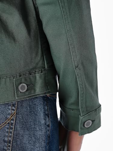 Image of JACK & JONES Men's Spread Collar Cotton Standard Length Washed Denim Jacket