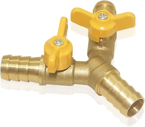 Miniatura 2 de Hooshing Válvula de cierre de 3 vías de latón 34 "manguera Barb 2 interruptores en forma de Y válvula de bola con abrazaderas de acero inoxidable
