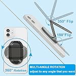 Cell Phone Ring Holder Finger Kickstand, CLZWiiN Foldable 360° Rotation Cellphone Stand for Desk, Office Desktop, Magnetic Car Mount, Metal Multi-Angle for Phone Back Grip (Gun Black)