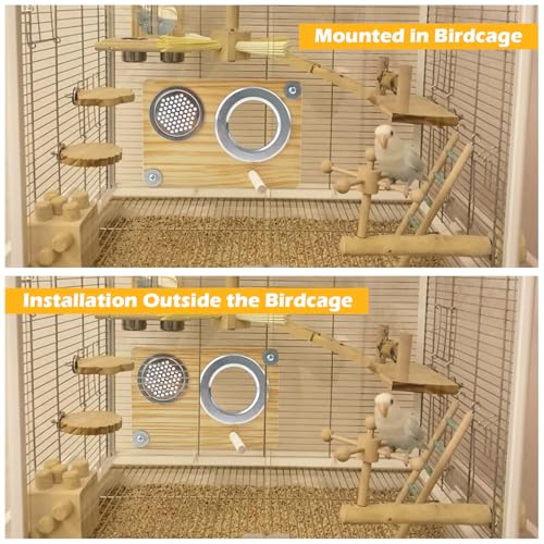 Image of Bird Nesting Box for Window,Transparent Parakeet Nest Breeding Box Parrot Breeding Mating Box Bird Nest Box House Cage Accessories with Wood Perch for Parakeet Budgie Conure Parrot