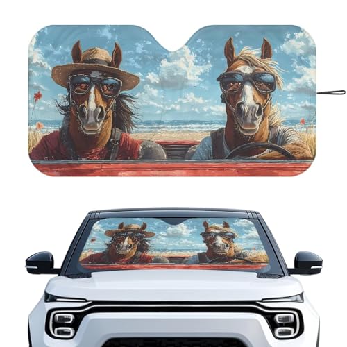 Image of Fashion Horse Car Windshield Sun Shade Foldable Car Windshield Sunshades Window Shades Cover Sun Visor Shield for Most Sedan Truck SUV Auto Interior Protector