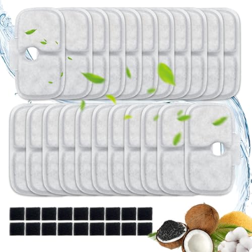 40 Packs for Petlibro Cat Water Fountain Filters Replacement Compatible with PETLIBRODockstream Cat Water Fountain PLWF005 PLWF115 PLWF105 (20 Replacement Water Filters + 20 Pre-Filter Sponges)
