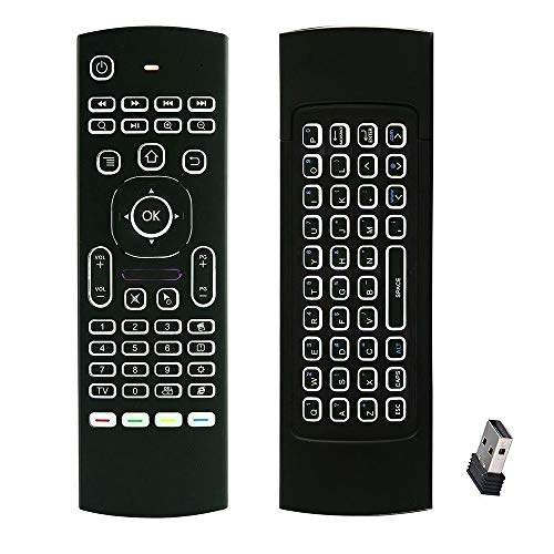 Backlit Gyro Air Remote Mouse Mini Keyboard Home Media Smart Remote Control,2.4GHz Wireless
