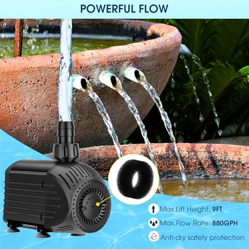 Image of NFESOLAR Ultra Quiet Submersible Water Pump 880GPH Size 5.3Lx3.5Wx4.3H in