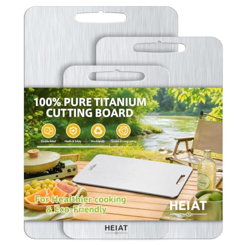 Image of 100% Titanium Cutting Board Set of 3, Double-Sided Kitchen Boards | 3-Piece Multi-Size Set One-Piece Pure Titanium Reversible Double-Sided Design Dishwasher Safe Gift-Ready Packaging