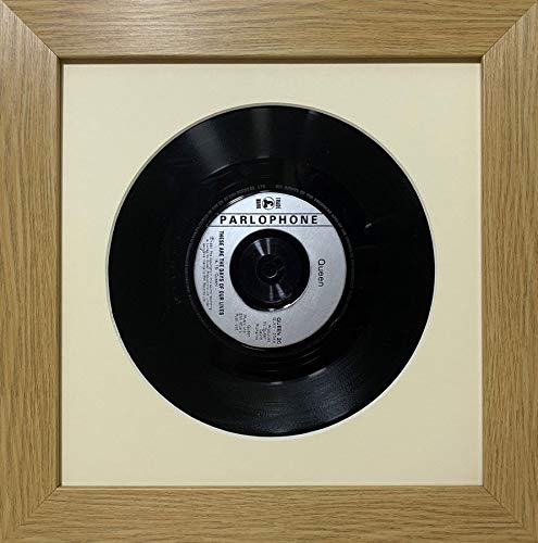 Kwik Picture Framing Ltd Frame for Single 7" Vinyl LP Record | Ivory Mount - Oak Frame