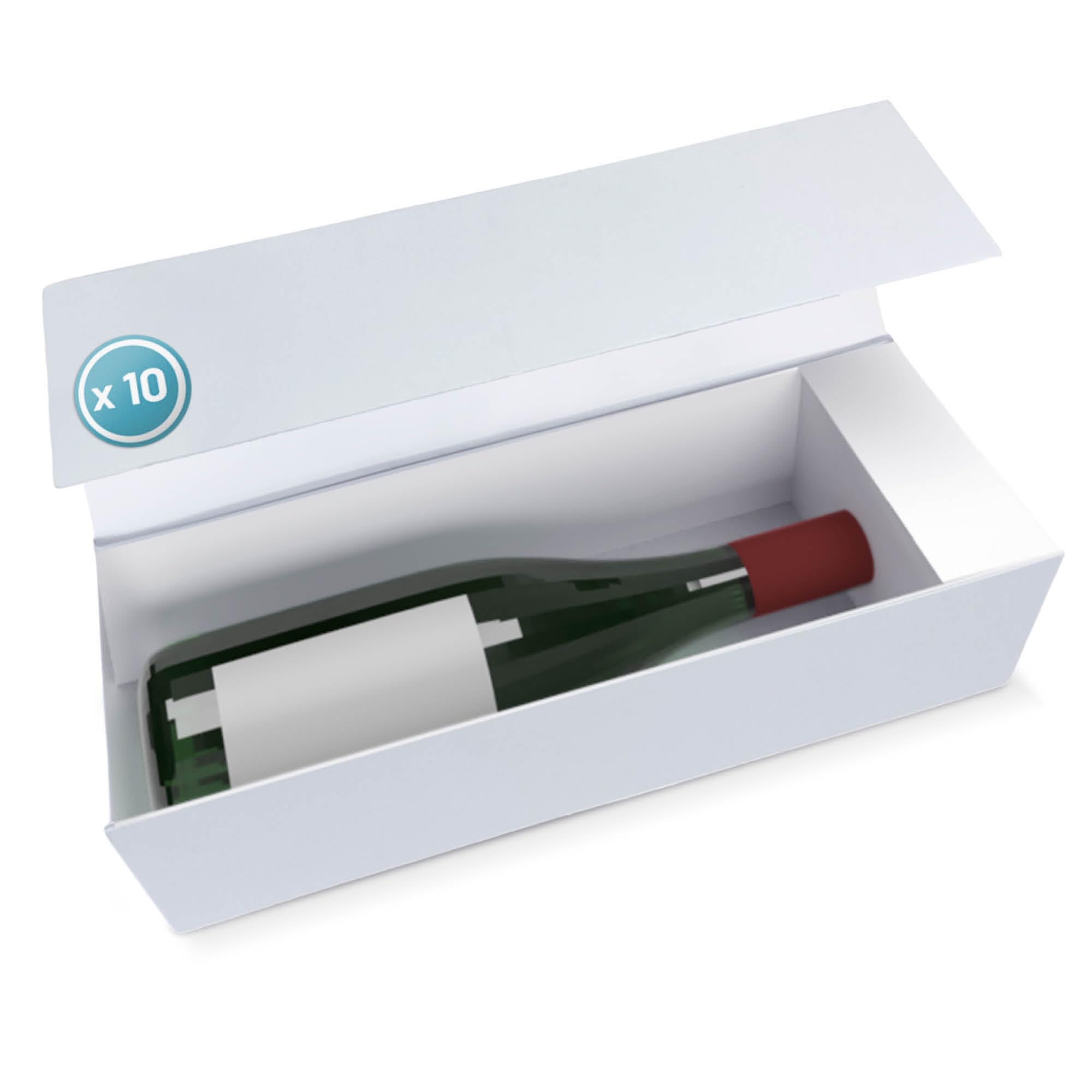 Verpackungswelt Geschenk-Box für Flaschen | 34x9x9 cm | Karton Mit Deckel, Inlay & Magnet-Verschluss | Ideal für Geburtstag, Hochzeit, Weihnachten, Einzug | Verpackung in Weiß
