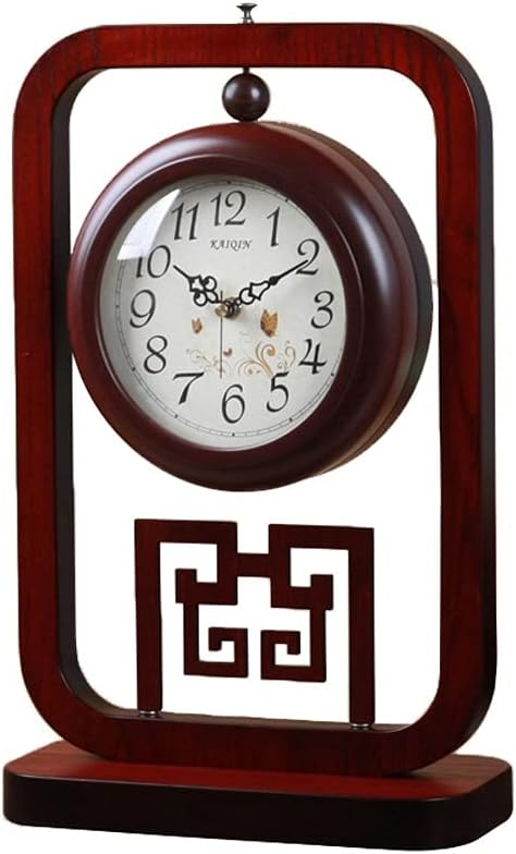 New Chinese Solid Wood Double-Sided Desk Clock Fashion Wooden Desk Clock Living Room Clock Bedroom Decoration Clock Clock