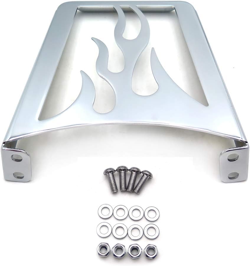HTTMT MT155-F-CD Chrome Flame Sissy Bar Luggage Rack Compatible with Harley Davidson Sportster Xl883C XL883R Xl1200R XL1200C XL1200S Xlh883 Xlh1200 883 1200