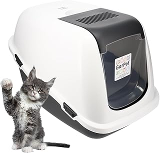 GarPet Katzenklo mit Deckel Aktivkohlefilter - Haube kippbar - extrahohe Unterschale große XL Katzentoilette 60 Katzen WC Hauben Toilette