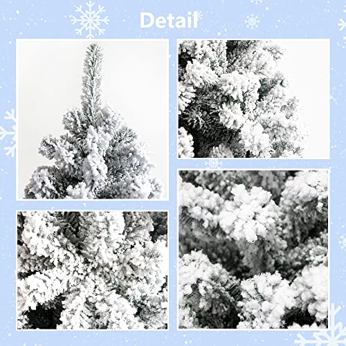 7Ft Premium Artificial Snow Flocked Christmas Tree, Holiday Christmas Pine Tree For Home, Office, Party Decoration, White Christmas Tree With 1300 Branch Tips And Metal Stand #TOP5