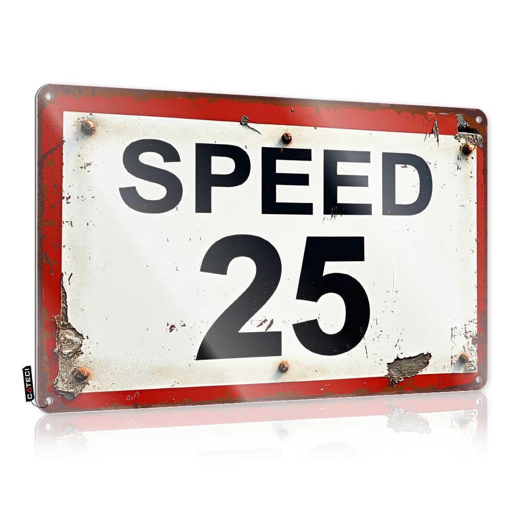 Fzfn Men's Colour Sweet Tin Metal Decor | Rusty Speed Limit Sign: 25 Mph Handmade For Outdoor Living Room(30X40cm)