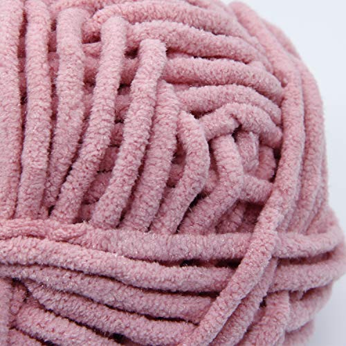 Niceec 3 Skeins Sparkling Chenille Yarn Soft Yarn For Crochet Knitting Blanket Yarn Diy Craft Yarn For Blanket-Total Length 3×50M(3×55Yds,100G×3) -Pink #TOP1