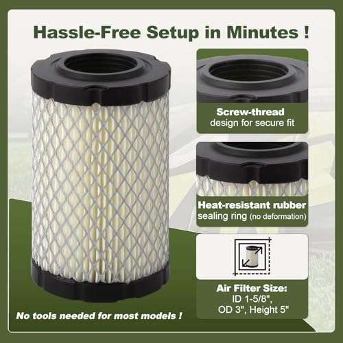 796031 594201 590825 Air Filter, Oil Filter, Fuel Filter, Spark Plug & Tune-Up Kit for Briggs & Stratton, John Deere, Husqvarna, Craftsman, Compatible with D100, D110, D125, D130, YTH24V48, YTA22V46
