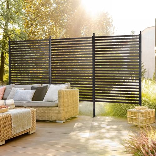 Sichtschutzwände for den Außenbereich, freistehend, Sichtschutzzaun aus Metall mit PE-Beschichtung, Sichtschutz for die Terrasse im Hinterhof, Trennzaun(60x90cm (23.62x35.43in))