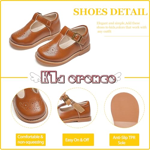 Image of Kiderence Toddler Girl Mary Jane School Uniform Dress Shoes Oxford Flats | Wide Toe Box Great Comfort for Student Shoe and Flower Girl Shoe for Wedding, Parties, Church