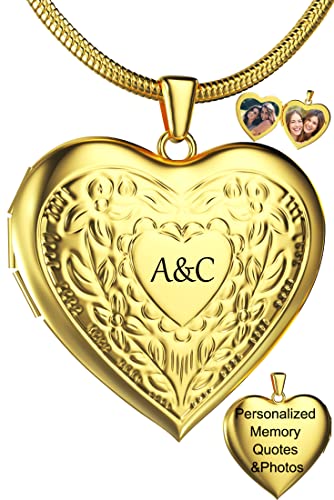 Fanery Sue Personalized Heart Locket Necklace For Women That Holds Pictures Customizable Memory Photo Lockets Custom Any Photo Text&Symbols #TOP4