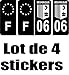 SAFIRMES 4 Stickers Style Auto Plaque immatriculation Full Black Region SUD 06