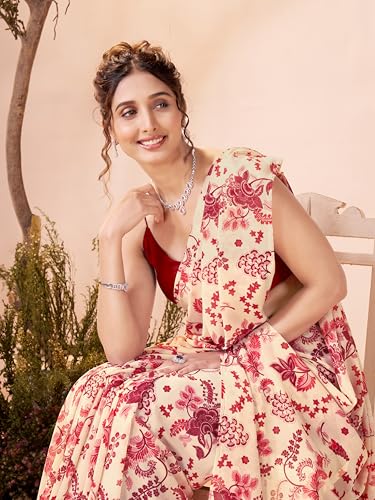 Image of Garden Vareli Women Georgette All Over Floral Printed Saree