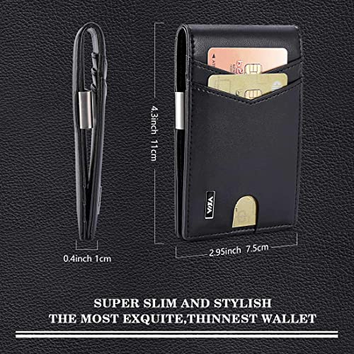 Mens Wallet Minimalist Wallet Credit slim Front Pocket RFID Blocking Card Holder with Money Clip and RFID Wallet Protection Slim Wallets Men Gifts (Matte Black)3