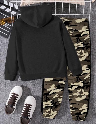 Image of Boys Clothes Boy Outfits 2-Piece Long Sleeve Hoodie and Camouflage Pants Boys Fall Winter Clothes for 6-16 Years