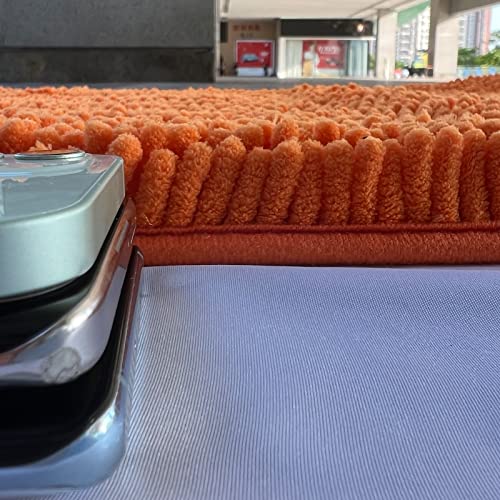 Image of RUN HELIX Bathroom Rugs 3 Pieces Orange Bath Rugs Fall Shower Rugs with U-Shaped Contour Toilet Mat Absorbent Chenille Plush Bath Mats Non Slip Bath Rugs Bathroom Floor Mats Bath Mat Living Rug Set