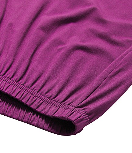Latuza Women's V-neck Short Sleeves Pajama Set L Boysenberry - Thumbnail 5