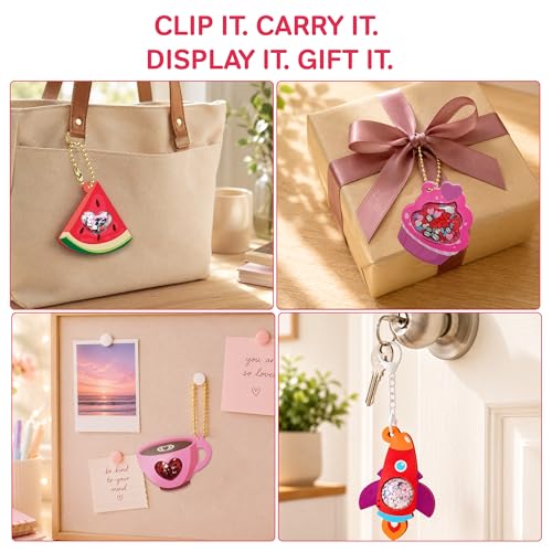 Image of Chalk and Chuckles Joydomes Tokens of Love - DIY Shaker Keychains & Bag Charms with Hidden Surprise Messages, Confetti Art & Craft Kit, Birthday Gift for Girls & Boys Ages 5, 6, 7, 8, 9, 10