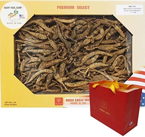 8OZ8.01 ozBox American Wild Ginseng 1520 Years, Wisconsin Whole Ginseng Root Hand-Selected Cultivated American Wisconsin Ginseng WI 131#
