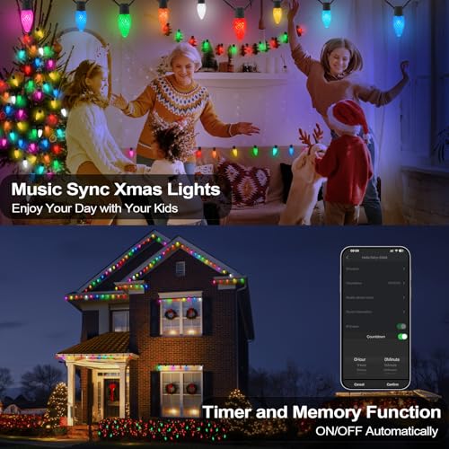 Gemce GE-STRING LIGHTS Smart C9 Christmas Outdoor Lights, 66Ft 100 Leds thumb #4
