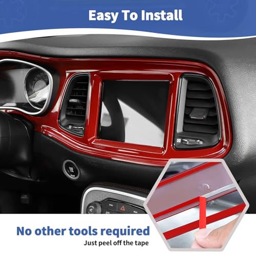 RT-TCZ for Challenger Red Center Console Dashboard Panel Trim Cover for Dodge Challenger 2015-2023 Red Interior Accessories 4pcs by RT-TCZ - Used condition - Image 5
