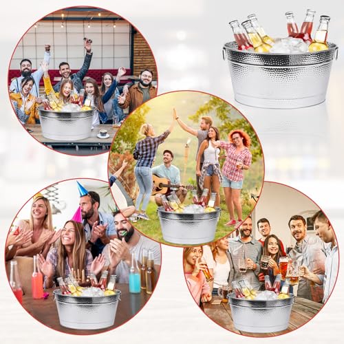 Klmnop 20L Large Ice Bucket with Handle, Stainless Steel Beverage Tub for Parties, Champagne Bucket & Wine Bucket, Silver Ice Buckets for BBQ, Weddings, Beaches(Silver) by Klmnop - Image 5