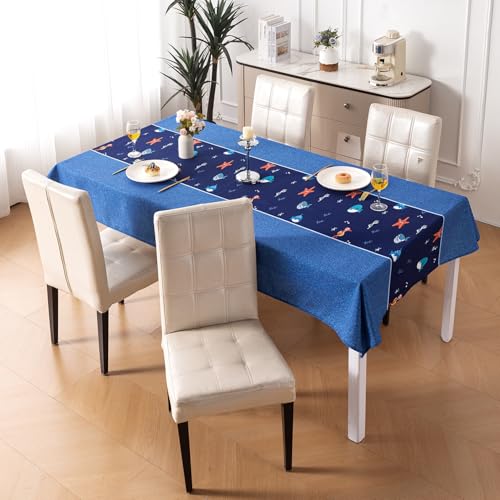 Image of HOKIPO Modern Grace Table Cloth for 4 Seater, 55x71 in, Coral Dream