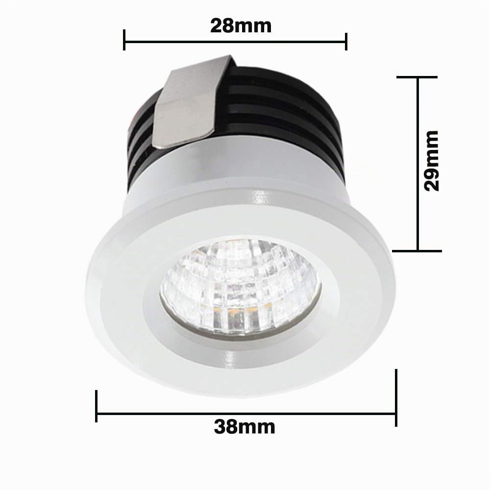 4 x Mini focos LED empotrables 3 W blanco cálido, luces mini focos LED para vitrina Station de interiores iluminación de cartón yeso Incl.Seperated transformador