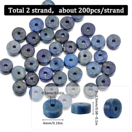 SUNNYCLUE 1 Box About 400Pcs Lapis Lazuli Beads 4mm Natural Stone Heishi Beads Bulk Healing Flat Round Loose Spacer Disc Gemstone for Jewellery Making Assortments DIY Necklace Bracelet - Image 2