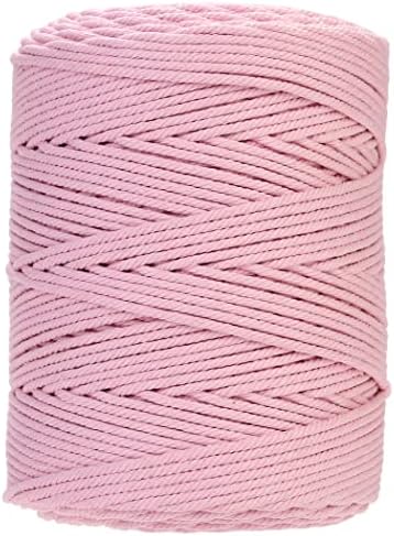 GOHOF Macrame Cord 3mm x 300m Premium Cotton Macrame Rope, 4 Strand Twisted Soft Cotton Cord, One of The Most Perfect Materials for Macrame Art, Cotton String Without Chemicals (Red)