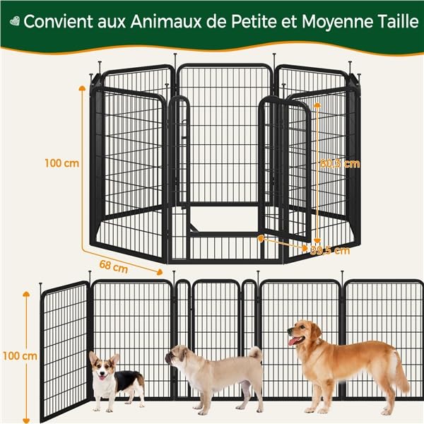 Enclos chiens chiot lapin Yaheetech chenil extérieur clôture métal modulable