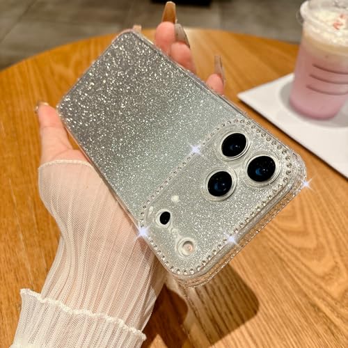 iPhone 16 Proケース 可愛い 軽量 薄型 キラキラ ラインストーン 背面きらきら 女性向け シンプル 韓国 グラデーション 人気 アイフォン 16 ケース かわいい ストラップホール付き 純正 レンズ保護 耐衝撃 シリコン 携帯カバー おしゃれ