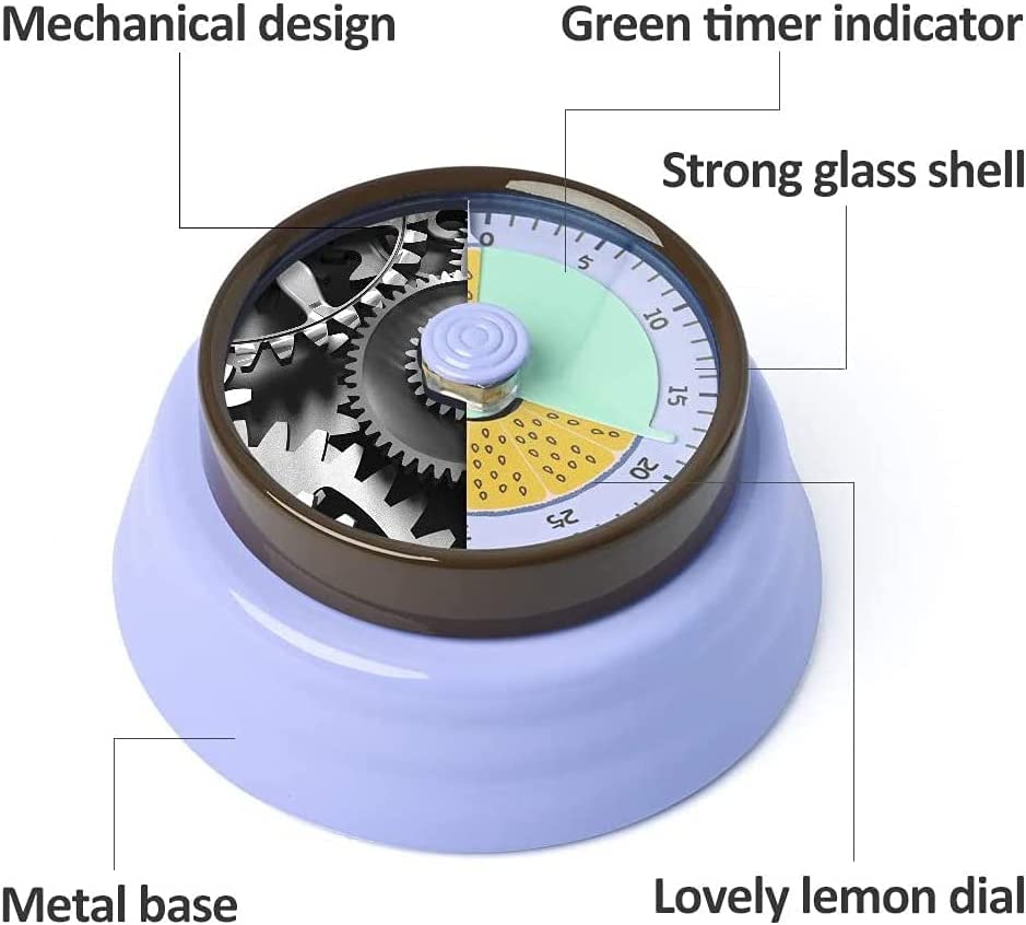 Timery, przypomnienie odliczanie minutnik kuchenny Dial minutnik do gotowania Retro mechaniczny zegar cyfrowy wskaźnik przenośny zegar (kolor: różowy) (Color : Purple)