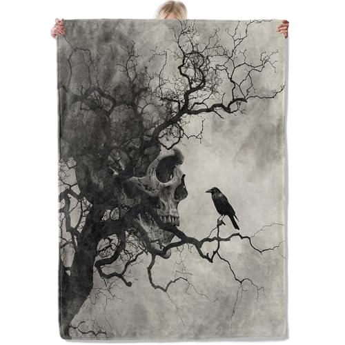 Aonimonis Gothic Skull Throw Blanket Gifts for Women Adults Girls, Soft Fuzzy Warm Cozy Flannel Blankets for Bedroom, Travel, Couch, Home Decor 50x60 in