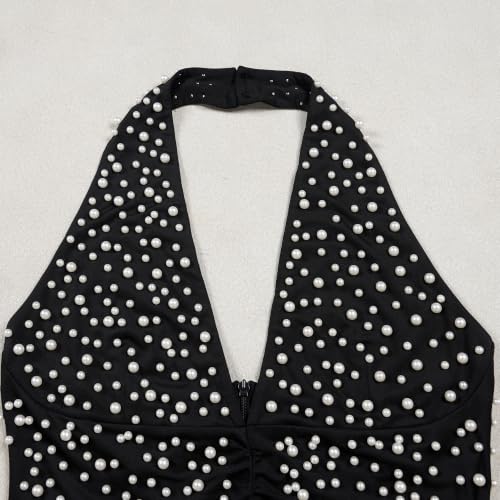Image of PORRCEY Women's Sexy Elegant Rhinestone Bodycon Dress Hot Drilling Clubwear