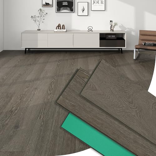 12mm Hybrid Luxury Vinyl Laminate Flooring Plank Wood Look Click Lock Rigid Core Waterproof Engineered Floor 7.7×47.83in with IXPE Pad 8 Lvp Planks AC4 Wear Layer for Living Room,Brown Knots