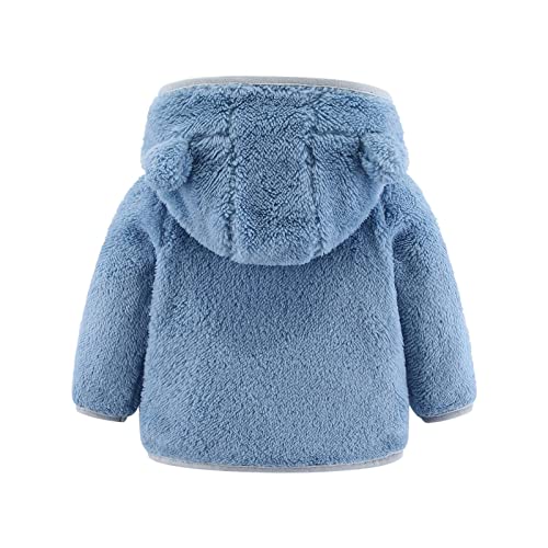 Newborn Infant Baby Girls Boys Jacket Bear Ears Hooded Outerwear Zipper Warm Fleece Padded Jacket (Blue, 12-18 Months) #TOP3