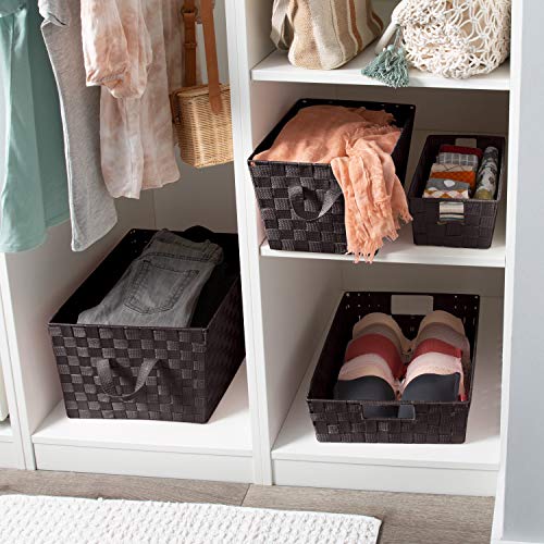 Simplify Bins/Totes - Large Storage Baskets - Woven Strap/Storage Organizer - Chocolate - 13"X15"X10" #TOP5