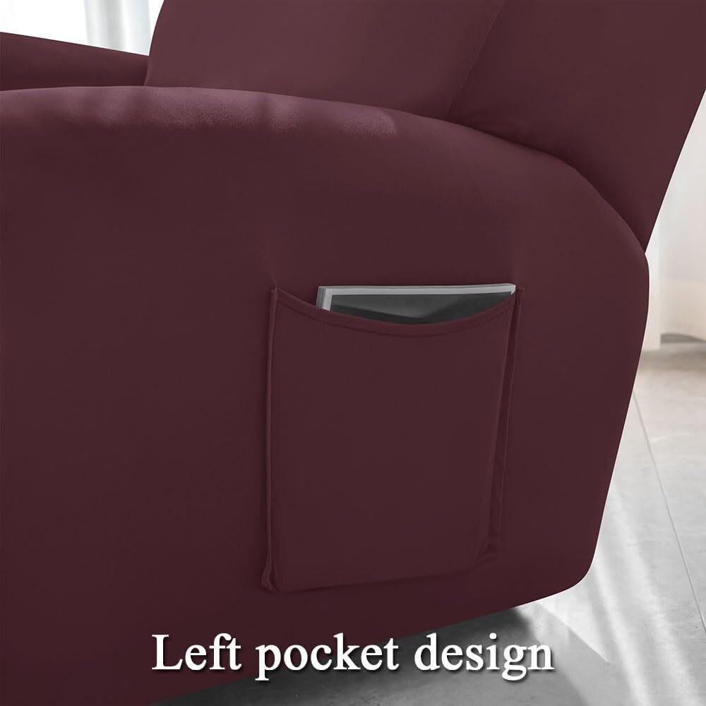 Funda elástica Impermeable para sillón reclinable, Color Liso, Antideslizante, con Bolsillo Lateral, Lavable, Protector de Muebles para Silla.