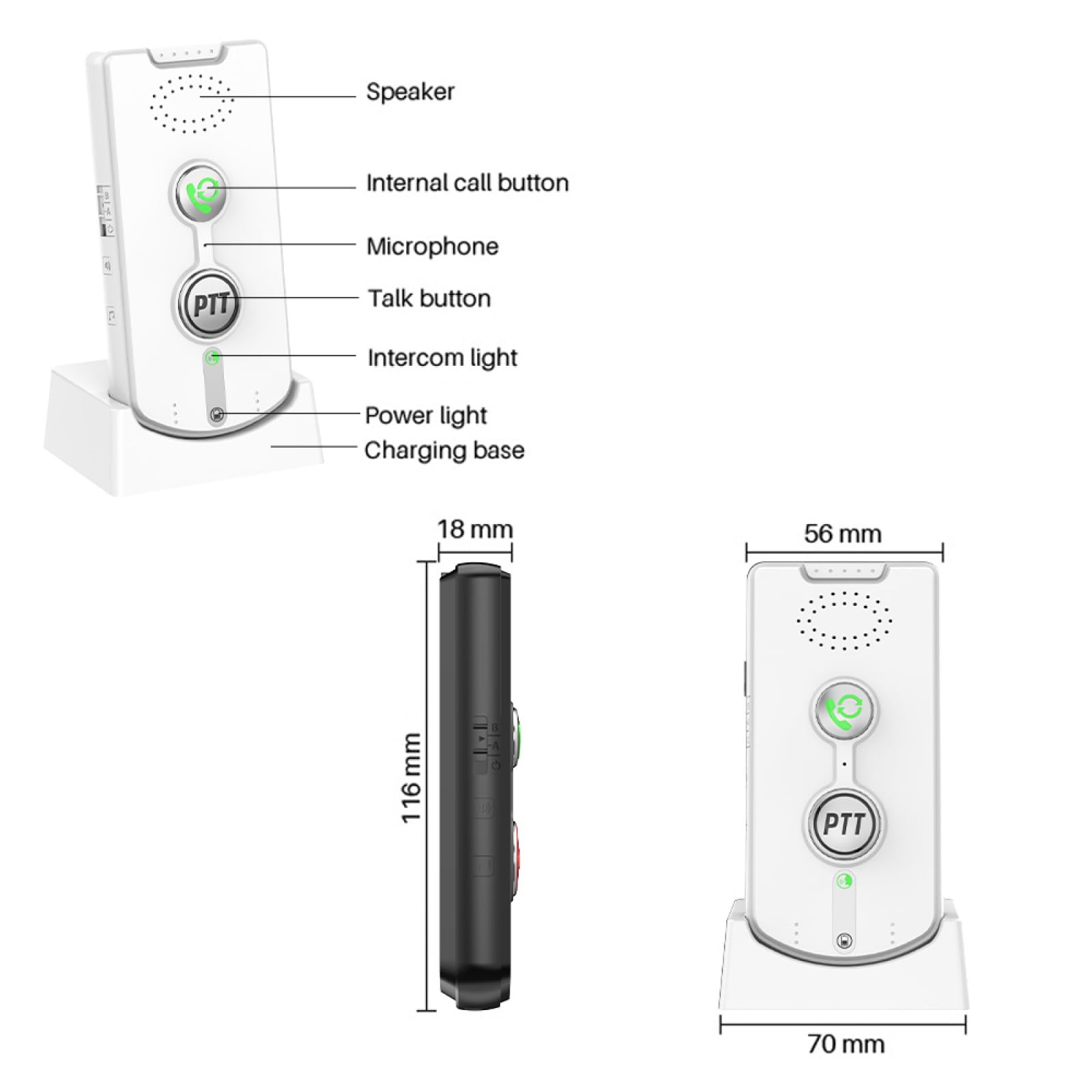 2Pcs Interfoni Wireless per la Casa Voce Bidirezionale Chiamata Casa 1000m/3280ft Ultra Lunga Distanza Portatile Wireless Voice Interphone Anziani Chiamatore Stanza a Stanza di Comunicazione Citofono